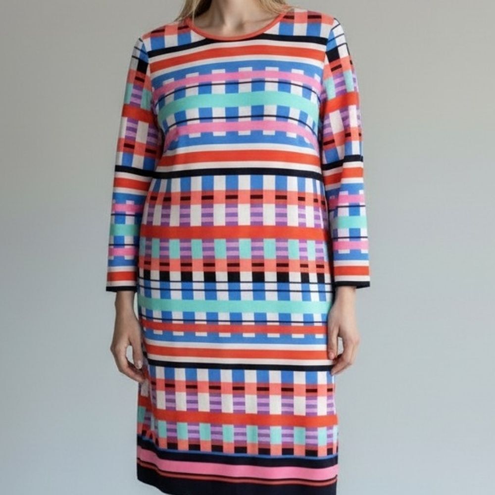 Eliza J Colourblock Graphic Tunic 3/4 Sleeve Dress